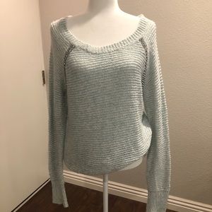 Anthropologie teal embellished sweater